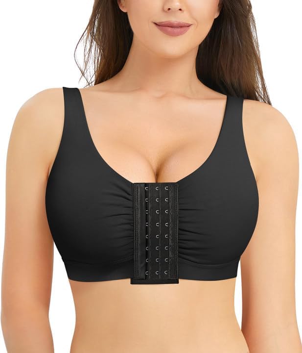 Image of BRABIC Front Closure Post Surgery Minimizer Bras for Women Full Coverage Surgical Wireless Comfort Everyday Bras