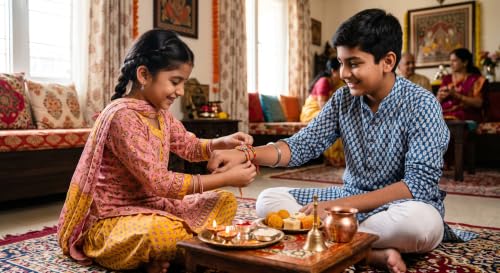 Image of Bay Nut Premium Rakhshabandhan /Rakhi Gift Hmaper Assortment Of Nuts & Dried Fruits 150gm, 2 rakhi, 2 choclates, kumkumchawal, greeting card (h-2)