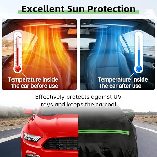 Image of Car Cover for Ford Mustang 1994-2025, Custom Fit Waterproof All Weather Full Car Cover, Windproof Outdoor Cover with Driver-Side Zipper Door