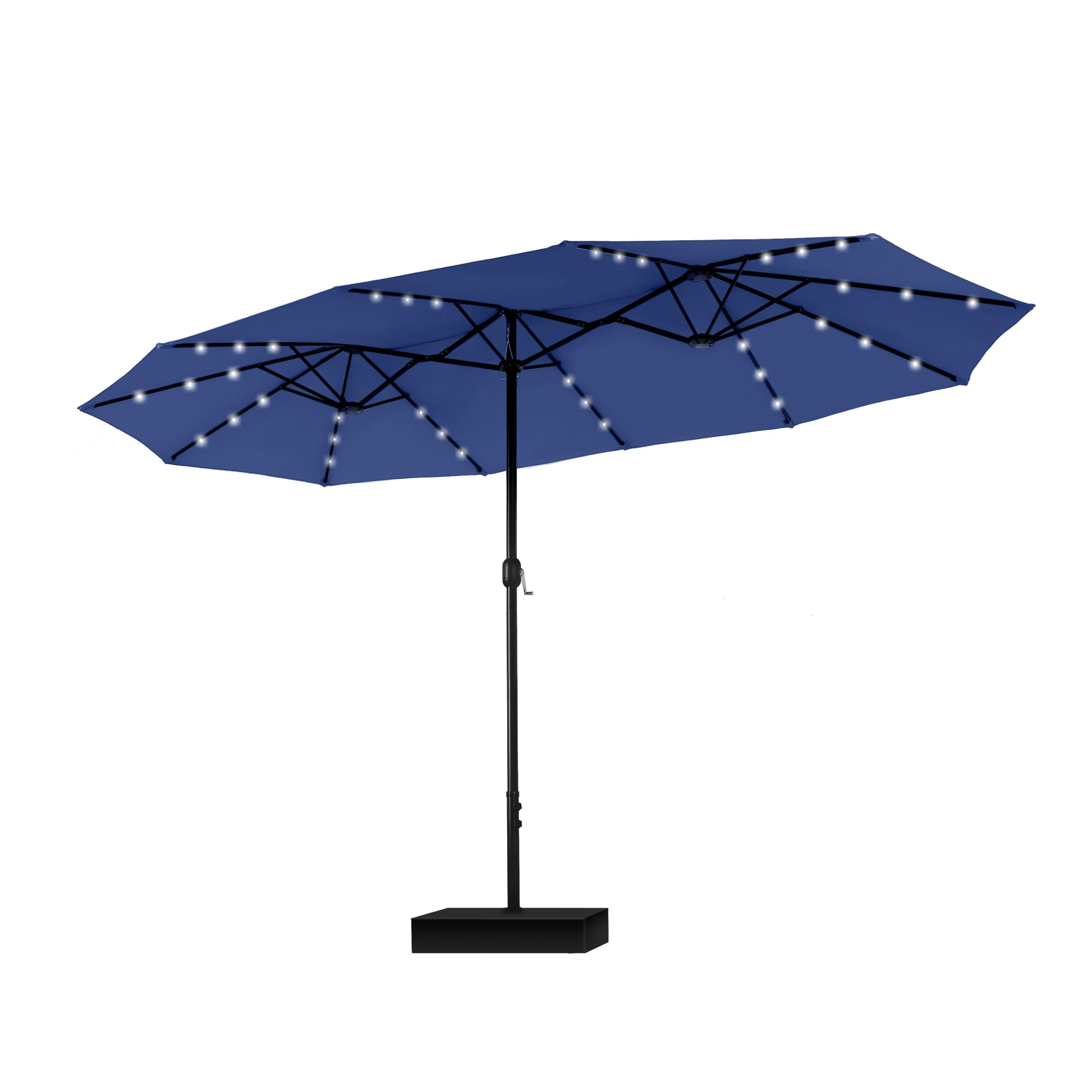 PHI VILLA Sonnenschirm Rechteckig mit Ständer Groß 270x450cm für Garten Terrasse Gartenschirm mit Kurbel UV Schutz Parasol Windfest