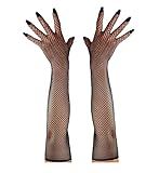 Mrotrida Women's Long Fishnet Gloves 80s Mesh All Fingers Opera Gloves