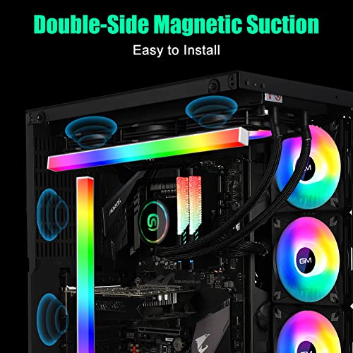 Tira LED ARGB magnética para gabinete de PC GIM KB-14, tira luminosa RGB direccionable de 5 V con conector de 3 pines para ASUS Aura, ASRock LED, Gigabyte RGB Fusion y MSI Mystic Light - 0,98 pies miniatura 5