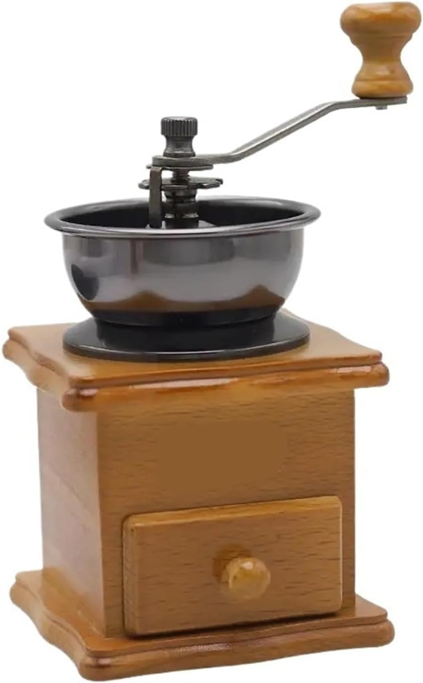 Manual Coffee Grinder Classic Italian Style Hand Crank Mill With Adjustable Portable Multipurpose Bean Grinding Machine(Light brown)