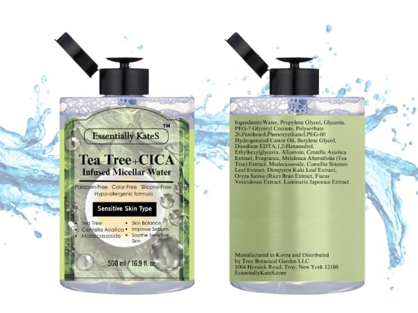 Essentially KateS Makeup Remover Micellar Cleansing Water 16.9 Fl Oz with Hyaluronic Acid & Tea Tree, Hydrating and Suitable for Sensitive Skin - Eyes+Face+Lips - Korean Skin Care - Image 7