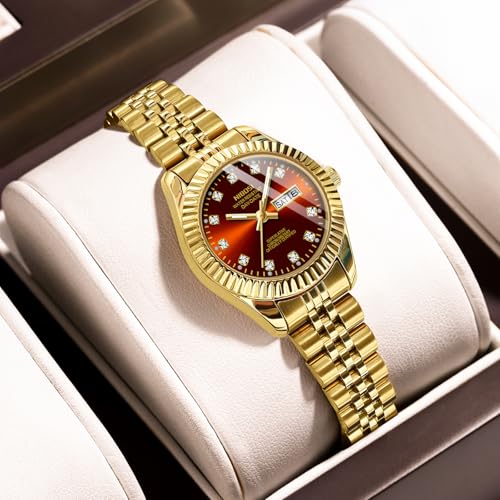 Image of NIBOSI Watches for Woman Analog Quartz Stainless Steel Diamond Rose Gold Green Small Dial Women Watches Classic Wrist Watch Date Waterproof