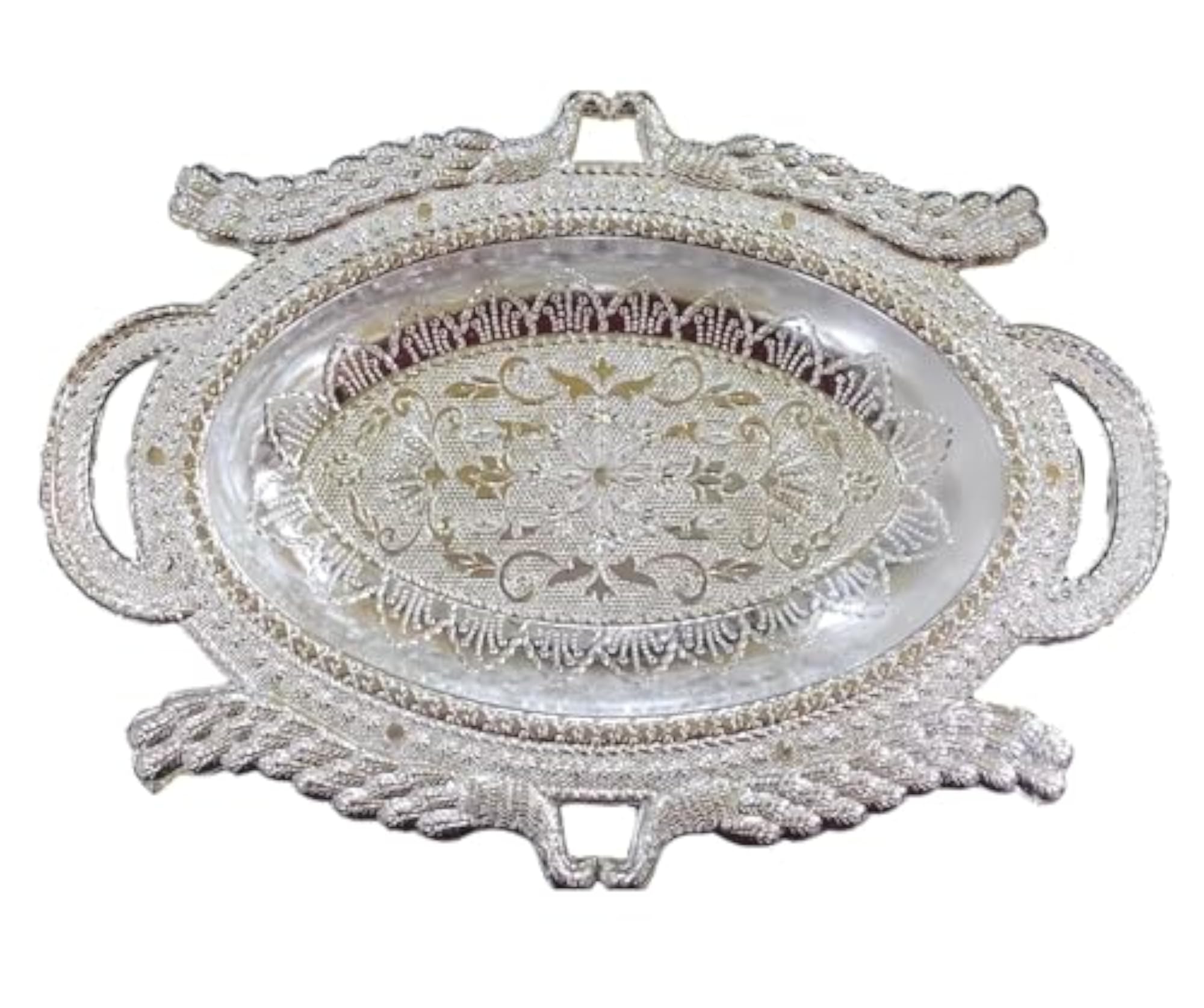 Return Gift for Pooja Function, Wedding, Baby Shower, Silver Bird Design Tray