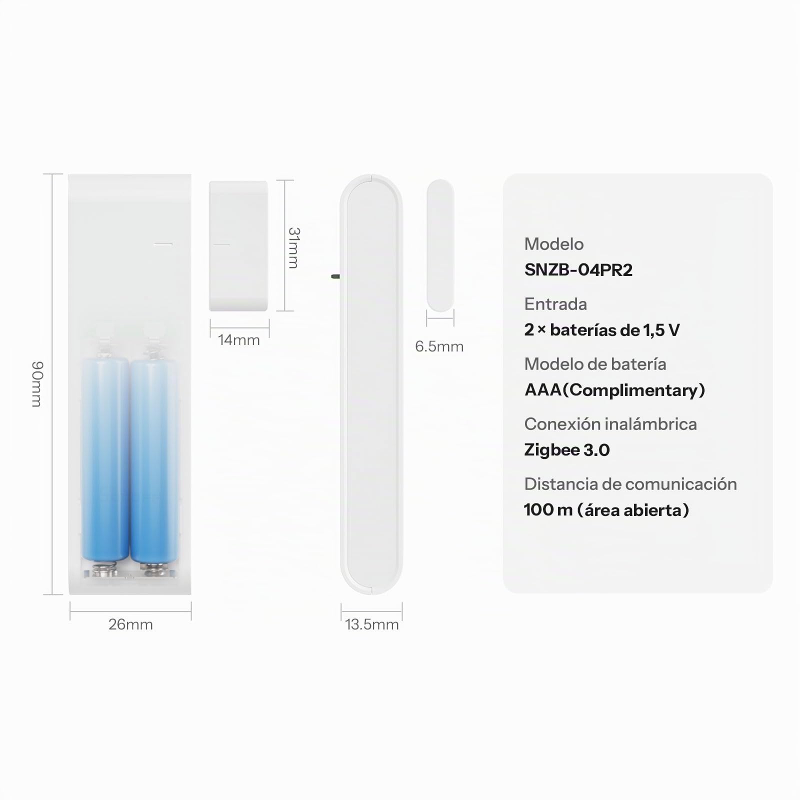 SONOFF SenseGuard DW Gen2 SNZB-04PR2 Sensor de contacto para puerta y ventana Zigbee, monitorización de apertura/cierre, a prueba de manipulaciones, alerta por teléfono, alarma de seguridad para el