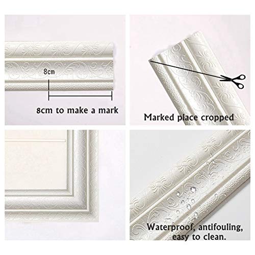 Taykoo Self-Adhesive 3D Wall Sticker Waterproof Top Corner Line Wall Edge Strip Wall Waist Line Sticker Tile Wallpaper Border 3D Pattern Wall Decor For Home, Office, Kitchen, Bathroom - 90"X 3" #TOP3
