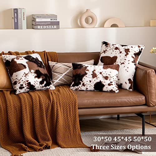 Woaboy COWHIDE PILLOW_1818 Pack Of 2 Luxury Faux Fur Throw Pillow Covers Cowhide Decorative Soft Fluffy Plush Couch Throws Brindle Cushion Covers thumb #6