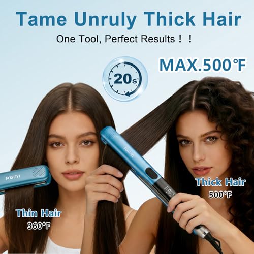 Image of 500F High Heat Professional Flat Iron,30 Seconds Quick Heat Up Ceramic Hair Straightener,2 in 1 Straightening and Curling Iron,Anti-Frizz Smooth Hair Care,Dual Voltage Portable for Travel