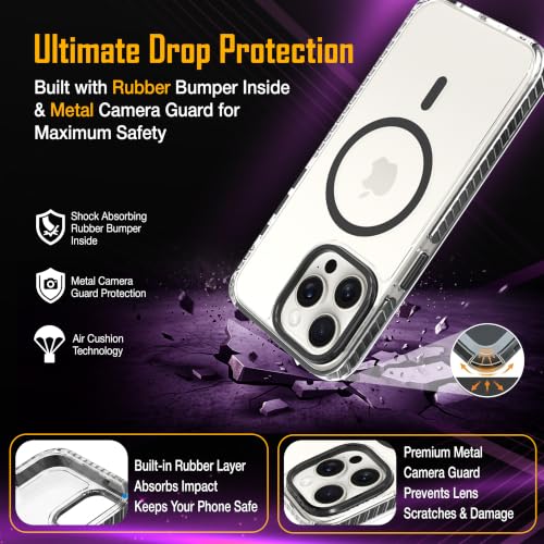 Image of Zapcase Crystal Clear Back case for iPhone 15 Pro Max | PC Back | TPU Bumper with Inner Rubber Grip | Metal Camera Guard Bezel | Metal Buttons | Scratch Resistant | 2 Layer Edge Protection | Black