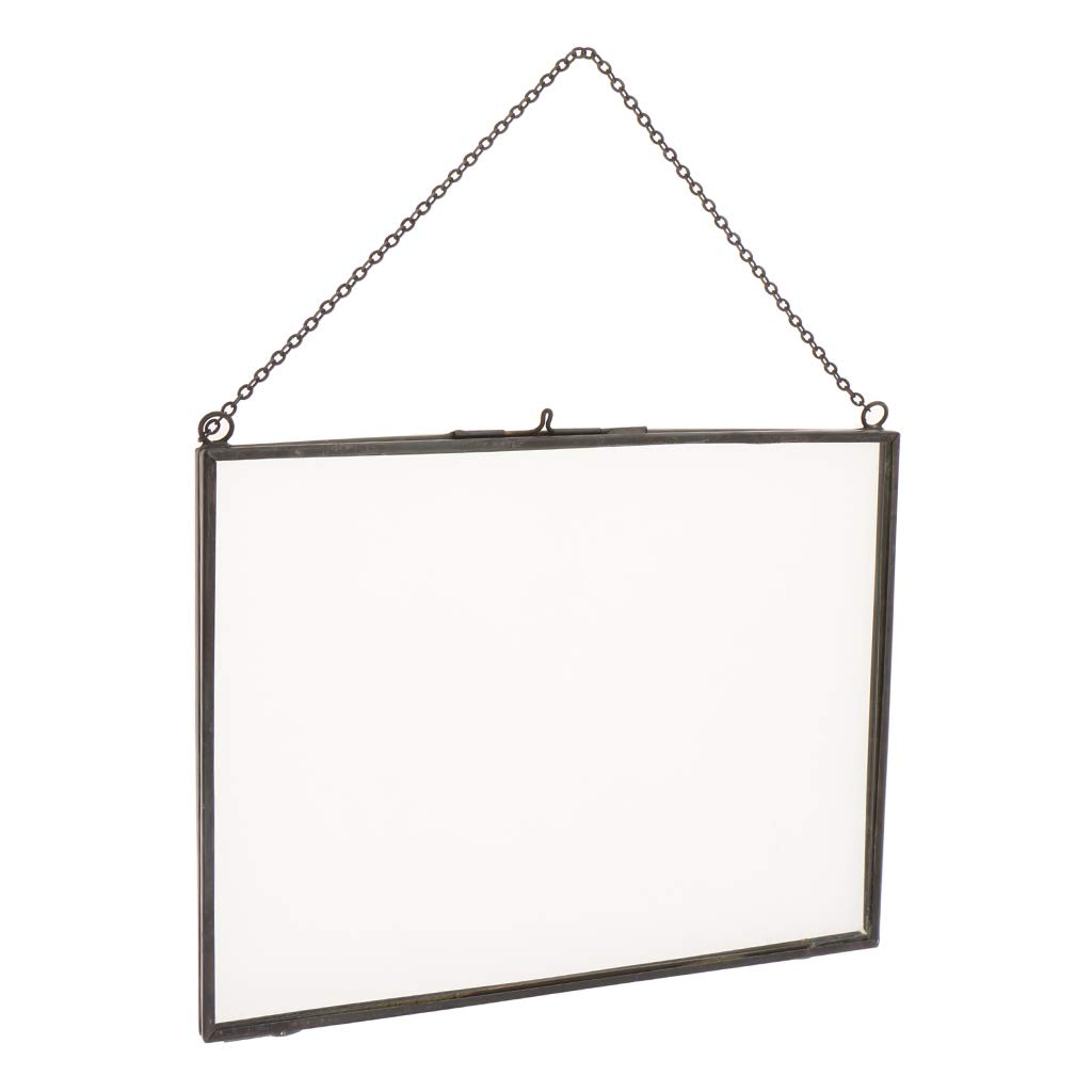 Cadre photo double face à suspendre noir 20x15 cm motif plante