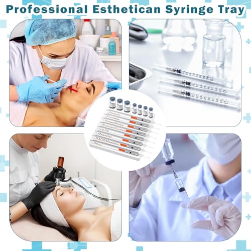 Image of Geelin 1 Pcs Aesthetic Practitioner Syringe Tray with 8 Slots Label Bamboo Vial Holder Syringe Preparation Tray, 2-in-1 Combination Medical Supply Storage for Aestheticians, Nurses (Elegant,White)