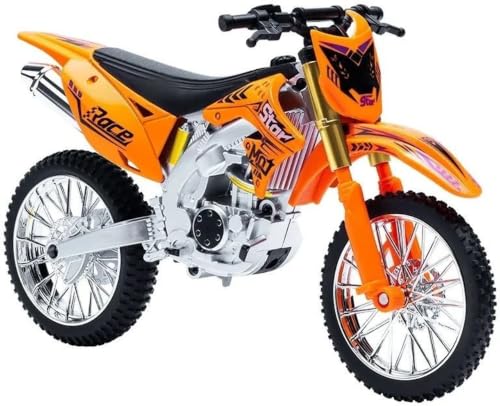 Image of KX Style 1:10 Scale Dirt Bike Die-Cast Metal Motorcycle Model Toy with Rubber Tires, Realistic Engine, Motocross Racing Design, Collectible Gift for Kids & Adults