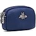 Produktbild Damen Leder Geldbörse - Doppelreißverschluss Bee Change Pouch Brieftasche Kartenhalter Münztasche Mini Einfache süße Münztasche nützlich für Damen Frauen (Blau)