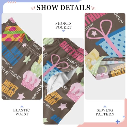 ZZXXB Happy Birthday Gifts Boys Long Pants Soft Trousers Elastic Waist Kids Lounge Bottoms with Pockets S-XL4