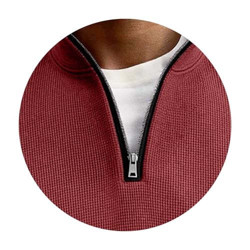 Quarter Zip Pullover Sweaters for Men Casual Mock Neck Winter Warm Long Sleeve Ribbed Polo Top3