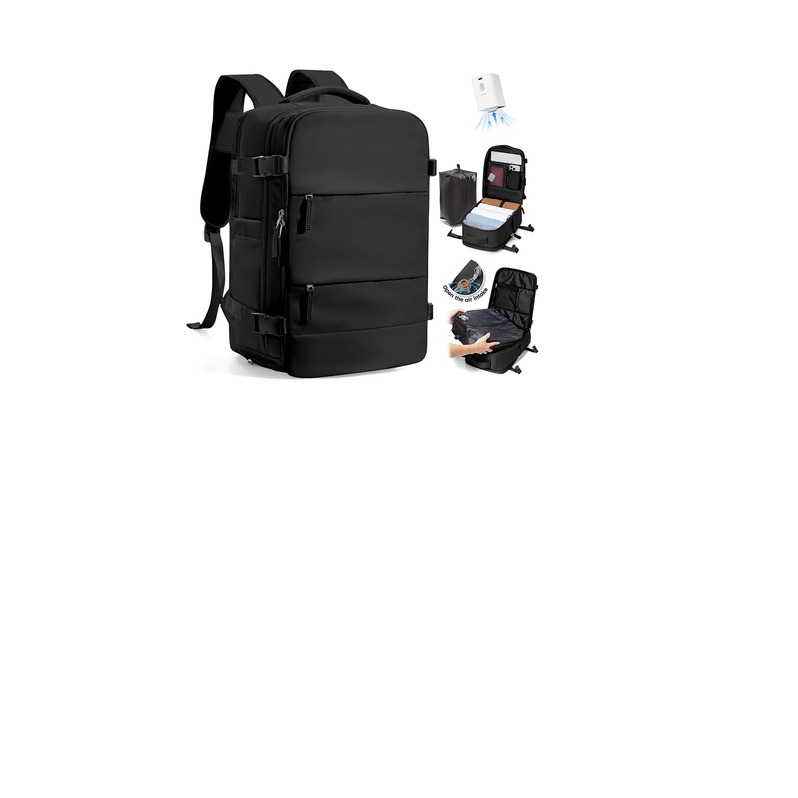 SZLX Zaino Ryanair 40x30x20 Sottovuoto con pompa Zaino da Viaggio 40x30x20 Sottovuoto Bagaglio a Mano Wizzair Donna Borse da Cabina per Easyjet Uomo per Laptop 14 Pollici Impermeabile