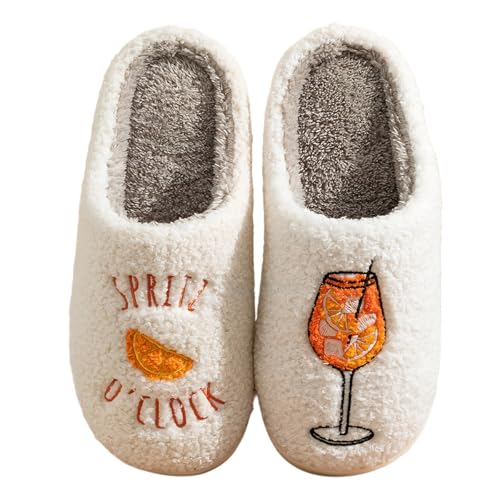 Image of Espresso Martini Slippers for Women Men,Fuzzy Warm Martini Glasses Slippers,Funny Soft Creative Design House Shoes