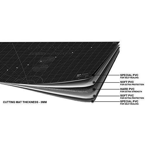 ANSIO Craft Cutting Mat Self Healing A1 Double Sided 5 Layers - Quilting, Sewing, Scrapbooking, Fabric & Papercraft - Imperial/Metric 34 inch x 22.5 inch / 89cm x 59cm - Black/Black…