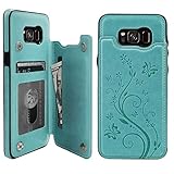 Vaburs S8 Plus Case Wallet with Card Holder, Embossed Butterfly Premium PU Leather Double Magnetic Buttons Flip Shockproof Protective Case Cover for Samsung Galaxy S8 Plus (Green)