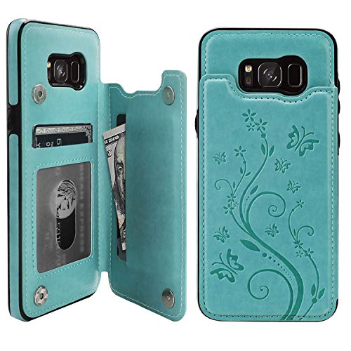 Vaburs S8 Plus Case Wallet with Card Holder, Embossed Butterfly Premium PU Leather