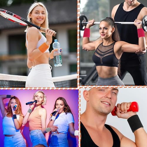 Schweißband Handgelenk,Schweißband,12 Stück Bunte Schweissband,Schweißbänder Handgelenk für Männer und Frauen,Baumwolle Fitness-Schweißbänder für Tennis Basketball Fußball Laufen Fitnessstudio