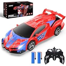DEERC Spider RC Car Transform Robot, 2.4GHz Remote Control Spider Cars for Kids, 118 Scale Toy Car W/One-Key Transformation, 360 Rotation, Auto Mode, Rechargeable Battery, Robot for Man Boys