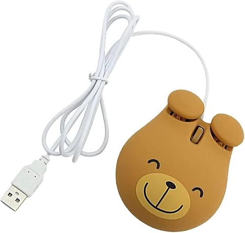 Miniatura 7 de SOLUSTRE 2 piezas de diseño de computadora adorable con cable, adorable oso fotoeléctrico profesional USB Mause Game Little Work Mouse Laptop
