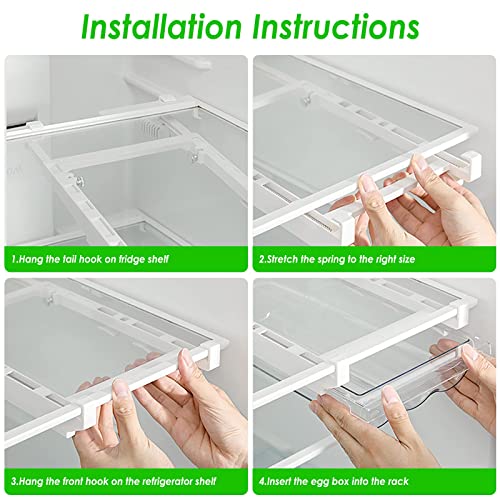 Jahy2Tech Refrigerator Egg Drawer,Large Capacity Hanging Egg Holder Tray Drawer For Refrigerator Egg Container Adjustable Space Saving Refrigerator Organizer Under 0.6 Inch(1 Pcs) #TOP4