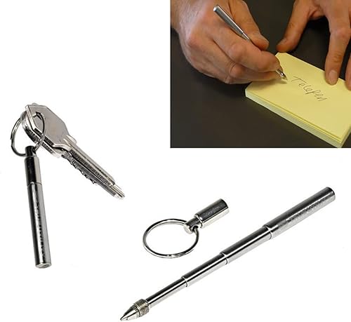Miniatura 5 de STOBOK Llavero telescópico, bolígrafo telescópico, bolígrafo telescópico, mini herramienta de metal, bolígrafo de acero inoxidable, bolígrafo con