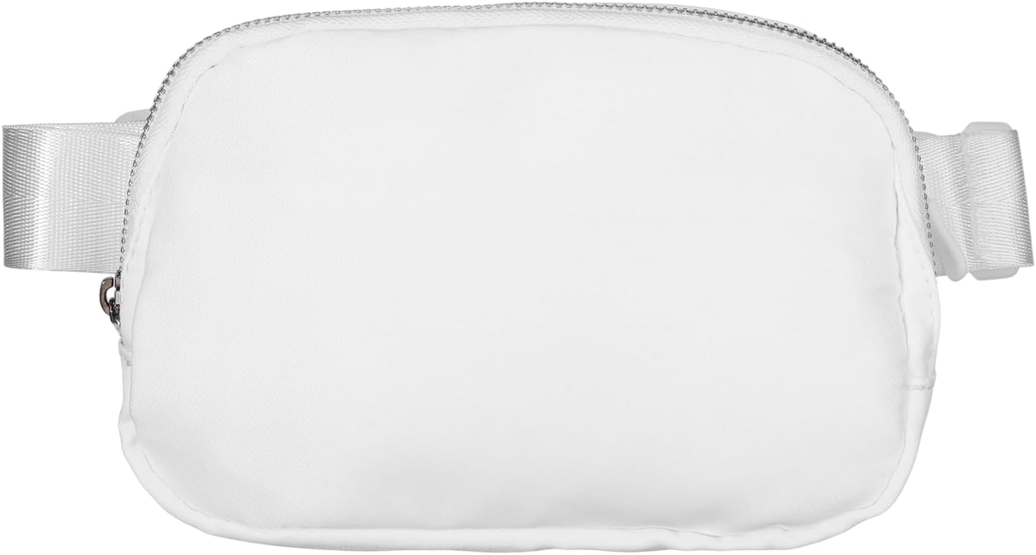 Small Belt Bag Mini Crossbody Bag Fanny Fashion Waist Packs Belt PackTrendy Adjustable Strap Pouch for Teen Girls Men Women Workout Running Traveling Hiking Cycling (White)