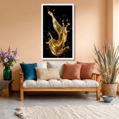 Impression d'art abstrait haut de gamme avec toile dorée de luxe