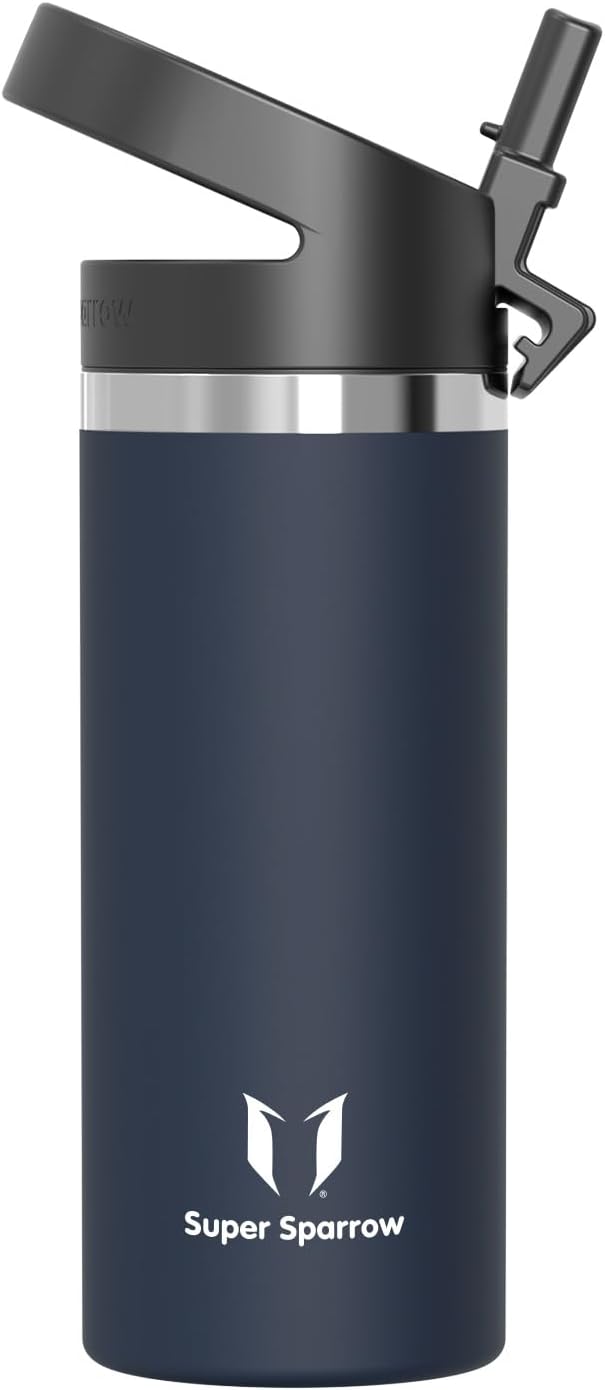 Super Sparrow Borraccia Termica - 500ml, 750ml, 1000ml, 1.2L, 1.5L- SwivelSip Inox Bottiglia - Senza BPA Borracce Termiche, Borraccia Ergonomica per Bambini, Sportiva, Bici, Campeggio, Palestra