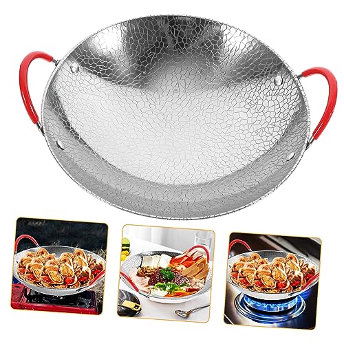 Wok de acero inoxidable con doble asa para cocina miniatura 1