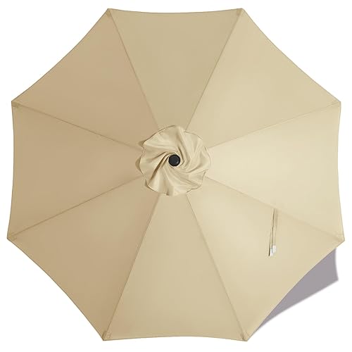 MASTERCANOPY Patio Umbrella 10 ft Replacement Canopy for 8 Ribs-Beige