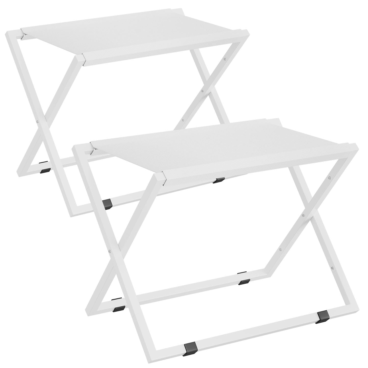 IBUYKE Luggage Rack for All Suitcase Sizes,Foldable Suitcase Stand,Metal Luggage Holder,Easy to Assemble for Bedroom Living Room Hotel,White TLR001W-2
