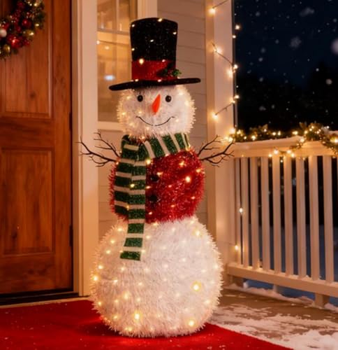 NEXSTRON 4Ft Outdoor Snowman Lighted for Christmas Yard/Lawn, 150 Lights