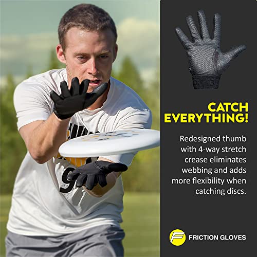Friction Gloves - Ultimate Frisbee Gloves - Rubberized Palm & Fingers For Amazing Grip In All Conditions - Play Your Best In Any Weather - (Adult Xs) #TOP3