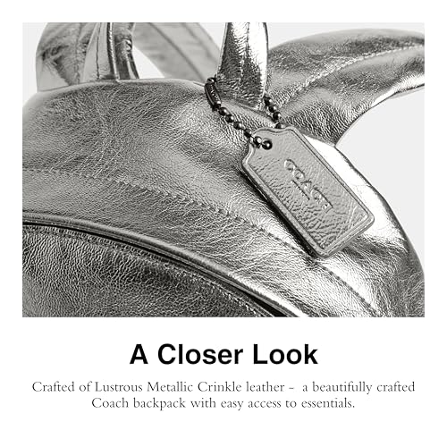 COACH Hall Backpack 22 in Metallic Crinkle Leather4