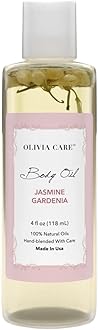 Olivia Care Jasmine Gardenia Body Oil Vegan & Natural Oil For Women | Hydrating & Moisturizing After Bath Oil - with VITAMIN E, K & Omega Fatty Acids Reduce Dry Skin - 4 OZ