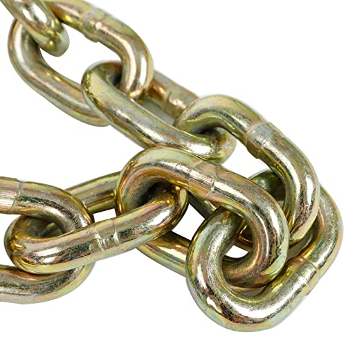 Bchsadvb 1 Pack 1/2 Inch X 20Ft G70 Truck Tie Down Binder Chain Transport Chain Tow Chain Safety Grab Hook Yellow Zinc Plated For Tractor,Truck,Heavy Duty Truck Trailer #TOP5