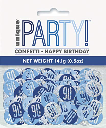 Unique Party - Confeti de Cumpleaños 90 - Diseño de Azul y Plateado Glitz (83845) Unique Party - Confeti de Cumpleaños 90 - Diseño de Azul y Plateado Glitz (83845)