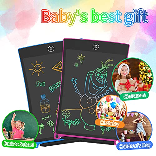 Image of Pack of 2 Magic Board 8.5 Inches, LCD Writing Board Toy from 3 4 5 6 + Years, Colourful Screen Educational Toy for Children Christmas Birthday Gifts (Blue + Pink)