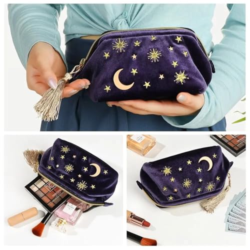 Trousse de maquillage en velours pour pinceaux et bijoux de voyage
