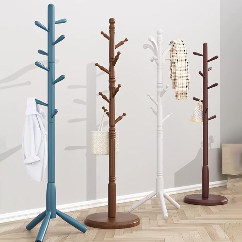 Adjustable Wooden Coat Rack Freestanding 10 Hooks for Coats, Suits and Accessories, Easy Assembly, Walnut Finish image 2
