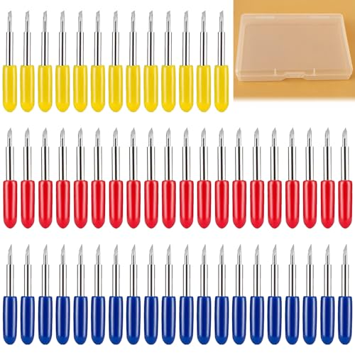 60pcs Messer Klingen Feinschnittklinge Klinge Tiefschnittklinge Ersatzklingen für Cricut, Schneideplotter Klingen 30°/45°/60° Roland Graviermesser, Schneidklingen für Cricut Schneideplotter-Klingen
