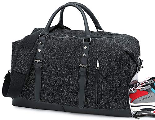 BLUBOON Weekender Overnight Bag Business Travel Duffle Bag with Shoe Compartment for Men Womens Carry On Tote Bags (black)