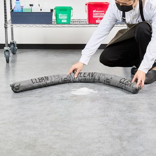 Image of Restaurantware Absorbent Socks 20 Case 4 Foot Nonwoven Spill Control Socks Chemical-Resistant Industrial Spill Gray