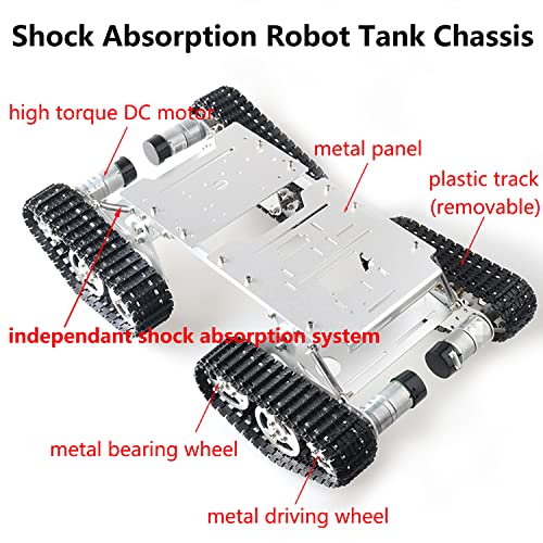 premium large metal 4wd shock absorption robot tank car chassis kit for arduinoraspberry piemicrobit with 33 dc motor shock absorbing tracked crawler with damping system diy maker model